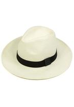 Chapéu Chapelaria Vintage Estilo Panamá Branco - Aba Média - Faixa Preta