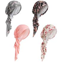 Chapéu Chemo Headwear Halfchet Pretie Cancer Caps, cachecol x4 para mulheres