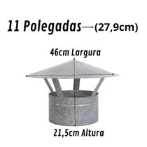 Chapéu Chinês P/ Duto 11 Polegadas, Galvanizado, Forno Igl Chapéu Chinês P/ Duto 11 Polegadas, Galvanizado, Forno Igl
