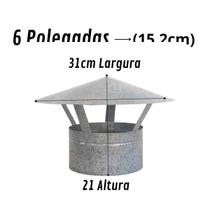 Chapéu Chinês P/ Duto 6 Polegadas, Galvanizado, Forno Iglu Chapéu Chinês P/ Duto 6 Polegadas, Galvanizado, Forno Iglu