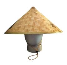 Chapéu Chinês Vietnamita De Sol Em Bambu Com Cordão De Regulagem