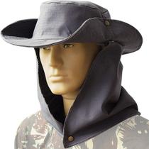 Chapéu Cinza Com Saia Removível Proteção Uv Brim