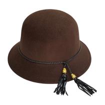 Chapéu clochê retrô víntage feltro com faixa trancinha