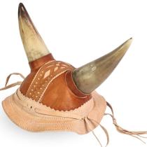 Chapéu Com Chifre em Couro Nordestino Cangaceiro Cornos Boiadeiro
