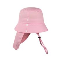 Chapéu Com Proteção de Pescoço UV50+ Bebê 6-24m Feminino Algodão Ajustável Praia Piscina Verão Pimpolho