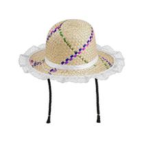 Chapéu Com Trança De Palha Mocinha Festa Junina Branco