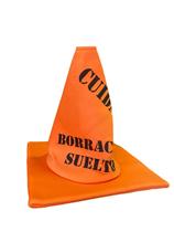 Chapéu Cone Sinalizador Cuidado Borracha Solta-Kit2Un