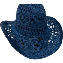 Chapéu Country Azul Sertanejo Rodeio Shows Peão Cowboy Moda Boho