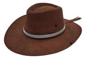 Chapéu Country Boiadeiro Cowboy Rodeio De Camurça Com Strass