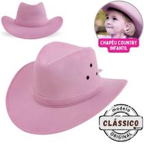 Chapeu Country Clássico Cowboy Peão Boiadeiro Americano Sertanejo Barretos Vaqueiro Camurça Premium Infantil Tradicional