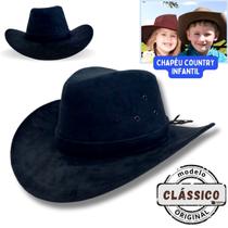 Chapeu Country Clássico Cowboy Peão Boiadeiro Americano Sertanejo Barretos Vaqueiro Camurça Premium Infantil Tradicional
