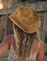 Chapéu Country cowboy palha gringa verão praia sol marrom Chapéu Country cowboy palha gringa verão praia sol marrom