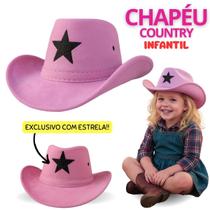 Chapéu Country Feminino Adulto Infantil com Estrela Rodeio Festa Junina São João Boiadeira Camurça