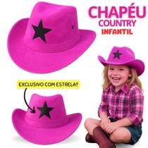 Chapéu Country Feminino Adulto Infantil com Estrela Rodeio Festa Junina São João Boiadeira Camurça
