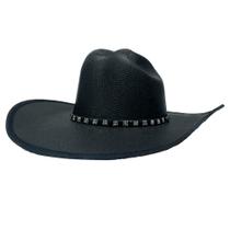 Chapeu Country Feminino Preto Com Brilho Azul Dallas