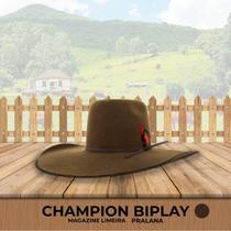 Chapeu Country Marrom Champion Biplay 2 Pena Vermelha Tam 62 - PRALANA ORIGINAL