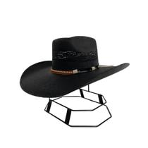 Chapéu Country Original Pralana Preto Palha Bangora Aba12 Leve Para Usar No Rodeio Ref:12849.3360