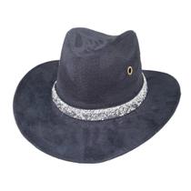 Chapéu cowboy boiadeira de camurça com faixa bandinha de brilho luxo estilo Ana Castela