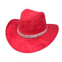 Chapéu cowboy boiadeira de camurça com faixa bandinha de brilho luxo estilo Ana Castela