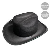 Chapéu Cowboy Country Junino Preto Em Feltro Tamanho Único Chapéu Cowboy Country Junino Preto Em Feltro Tamanho Único