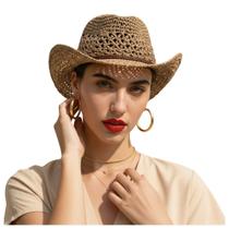 Chapéu Cowboy Feminino Country Regulável 56 a 60 Verão Praia Cor:MarromTamanho:Único Chapéu Cowboy Feminino Country Regulável 56 a 60 Verão Praia Cor:MarromTamanho:Único