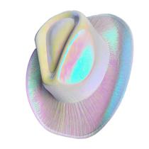 Chapéu Cowboy Holográfico Neon + Delineador Face Jewels Strass 5 Pares - Cowgirl Boiadeira LGBT Festa Fantasia Carnaval