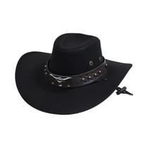 Chapéu Cowboy Ocidental Vintage de Camurça Artificial - Aba Grande - Unissex