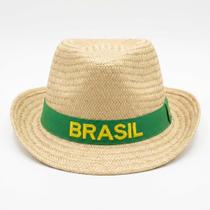 Chapéu Cowboy Palha Grossa Fita Brasil Bege Chapéu Cowboy Palha Grossa Fita Brasil Bege