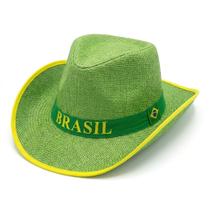 Chapéu Cowboy Palha Sintética Brasil Verde Festas Chapéu Cowboy Palha Sintética Brasil Verde Festas
