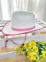 Chapéu Cowboy Rosa Infantil Feminino Boiadeira Texano Branco para Festas