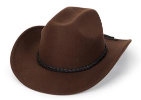 Chapéu Cowboy Western Fedora XuoAz com Aba Enrolada e Fivela Ajustável P-M Chapéu Cowboy Western Fedora XuoAz com Aba Enrolada e Fivela Ajustável P-M