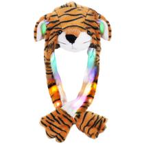 Chapéu de animal Arcimatto, fantasia de tigre de pelúcia com luzes LED Chapéu de animal Arcimatto, fantasia de tigre de pelúcia com luzes LED