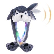 Chapéu de animal Arcimatto Plush Husky Ears Moving Jumping Grey