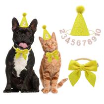 Chapéu de aniversário IDOLPET Dog Cat com gravata borboleta para animais de estimação pequenos e médios