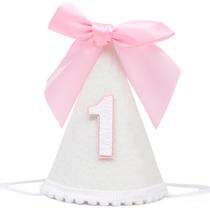 Chapéu de aniversário PATRDIO Pink Bow, decoração de 1º aniversário