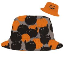 Chapéu de balde Corkifux Halloween Pumpkin Black Cat Print