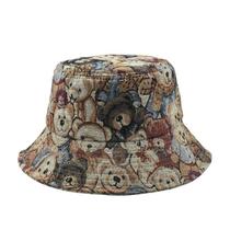Chapéu de balde Cute Bear Jacquard Flat Anime Unissex Casual Beach