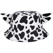 Chapéu de balde GGSTDDUP Cow Print reversível em poliéster preto