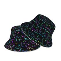 Chapéu de balde Rervhei Psychedelic Cat Print unissex ao ar livre