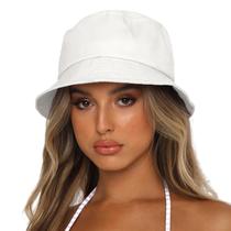 Chapéu de balde Sydbecs de algodão reversível Summer Sun Beach White Chapéu de balde Sydbecs de algodão reversível Summer Sun Beach White