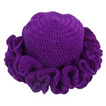 Chapéu de balde URTERYSER feito à mão em crochê com aba com babados para adulto