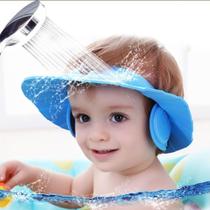 Chapéu de banho para bebês Protege olhos e ouvidos - Azul - BabyFisher