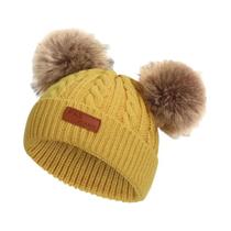 Chapéu de Bebê de Lã com Pompom - Quentinho para Outono/Inverno