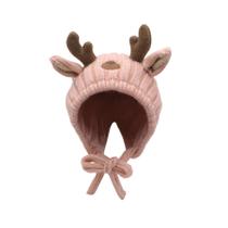 Chapéu de bebê MOSSTYUS Cute Reindeer Antlers Slouchy Beanie rosa Chapéu de bebê MOSSTYUS Cute Reindeer Antlers Slouchy Beanie rosa