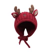 Chapéu de bebê MOSSTYUS Cute Reindeer Antlers Slouchy Beanie vermelho Chapéu de bebê MOSSTYUS Cute Reindeer Antlers Slouchy Beanie vermelho