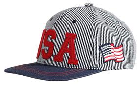 Chapéu de beisebol listrado infantil com bandeira americana Chapéu Snapback para meninos de algodão (azul, 2 a 6 anos)