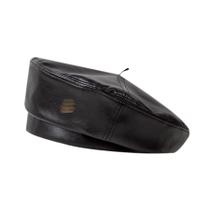 Chapéu de boina MOSSTYUS de couro PU para mulheres preto Chapéu de boina MOSSTYUS de couro PU para mulheres preto
