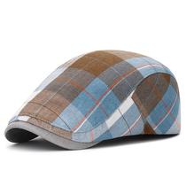Chapéu de boné plano Gatsby Newsboy xadrez em espinha de peixe para homens
