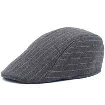 Chapéu de boné plano masculino cinza listrado Gatsby Newsboy Style