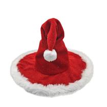 Chapéu de bruxa de Natal em feltro vermelho com pompom branco para cosplay